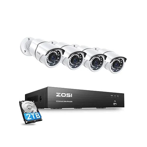 ZOSI 8CH 4K PoE, 4×5MP, 2TB