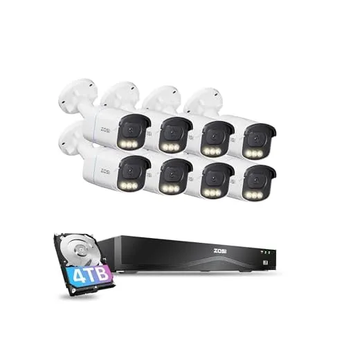 ZOSI C186 16CH 4K NVR, 8×5MP Bullets, 4TB
