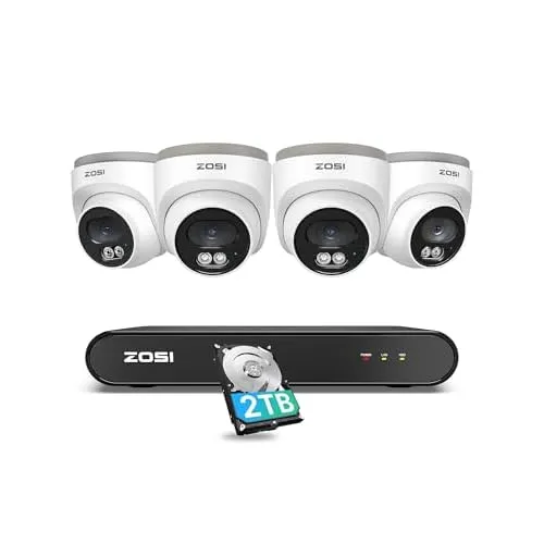 ZOSI C220 8CH 5MP NVR, 4×4MP Audio, 2TB