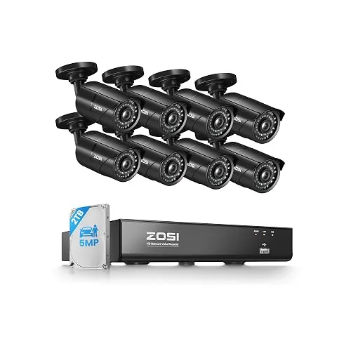 ZOSI 8CH 4K NVR, 8×5MP PoE, 2TB