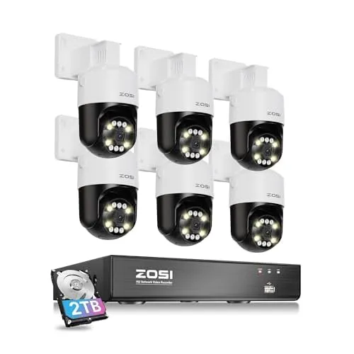 ZOSI C296 8CH 4K PoE, 6×5MP Pan-Tilt, 2TB