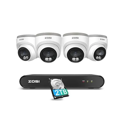 ZOSI C220 8CH 5MP NVR, 4×4MP Audio, 2TB