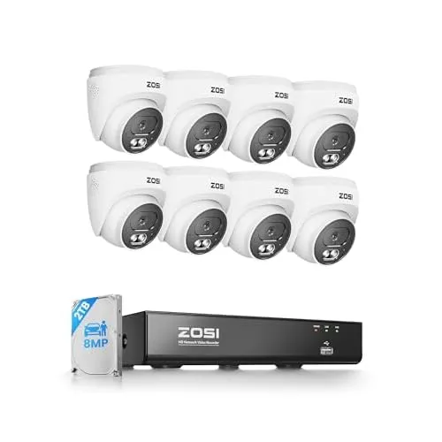 ZOSI C220 8CH 4K PoE, 8×8MP Audio, 2TB