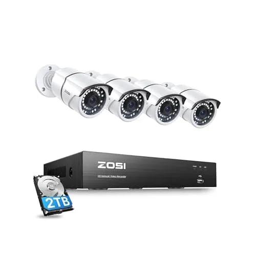 ZOSI 8CH 4K PoE, 4×5MP, 2TB
